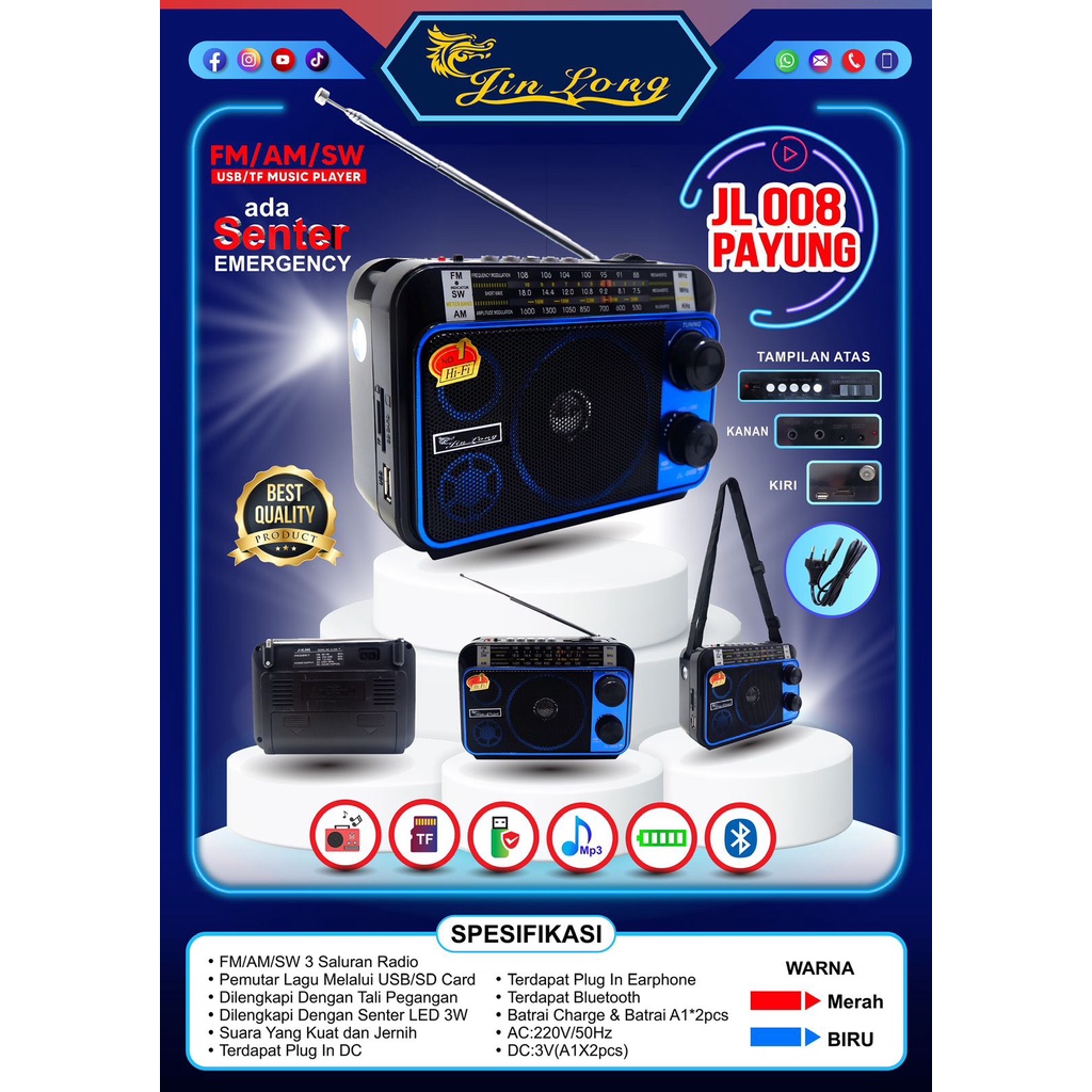 Radio Speaker bluetooth USB memory MITSUYAMA MS 4045BT / MS 4044BT / MS-4020BT UNIX 8 BAND radio 3 band Am/Fm/Sw
