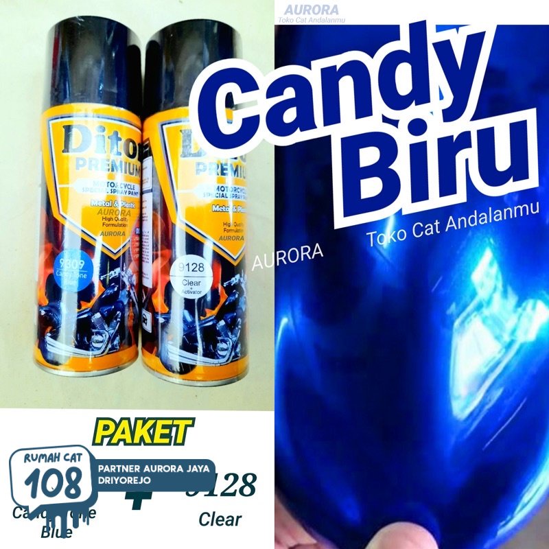 

Rumah Cat - PAKET Pilox Diton Premium Candy Tone Blue 9309 Cat Biru Candytone + Pilok Clear Gloss 9128 Rumah Cat Motor dan Mobil