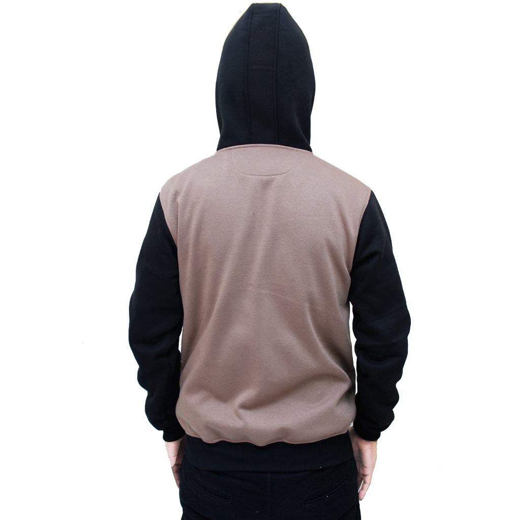 Jaket Sweater Hoodie Zipper Jec Apparel Premium Mocca Hitam