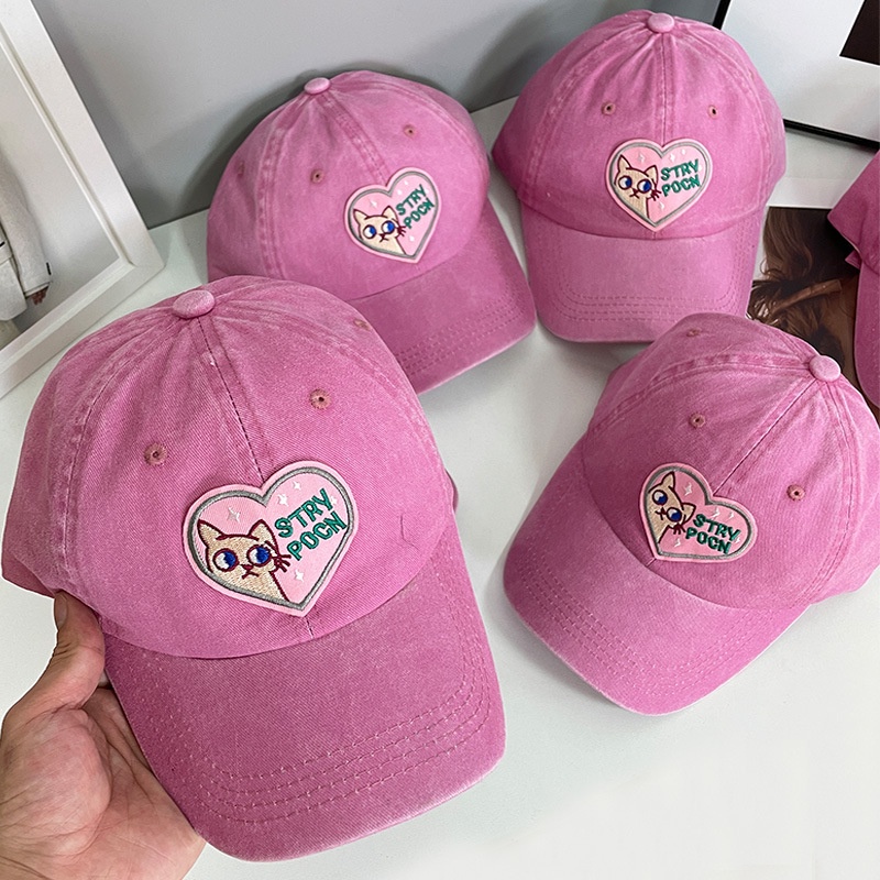 Topi Baseball Motif Kartun Kucing Warna Pink