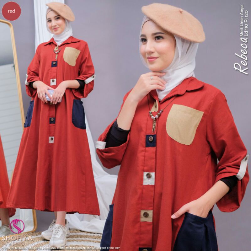 REBECA, DHISA Midi Dress Wanita muslim Ory by Shofiya