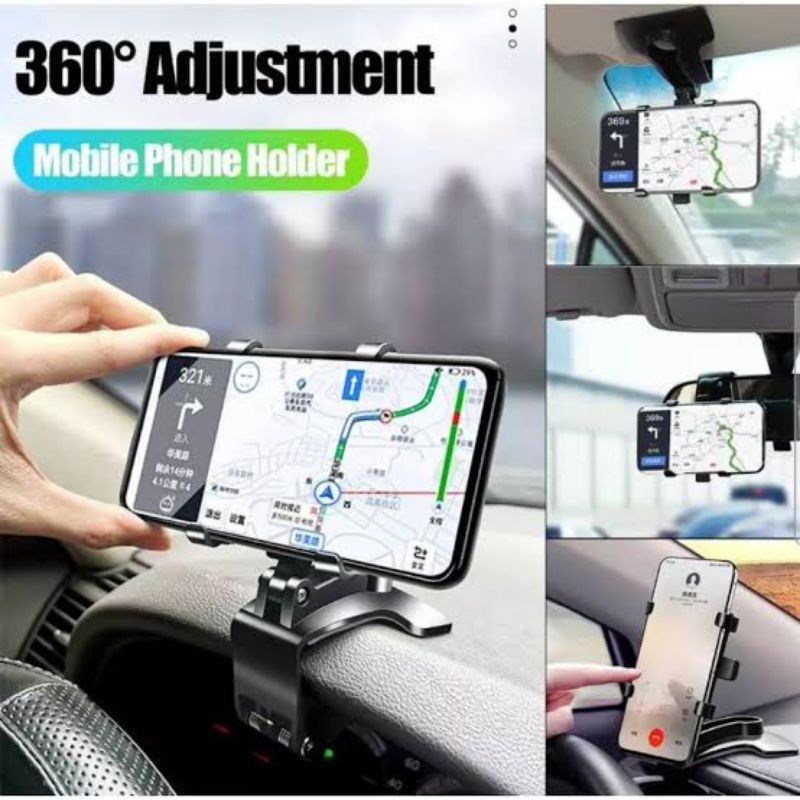 Holder Handphone Jepit / Holder Hp Dashboard Mobil 360 Derajat / Car Phone Bracket/Holder Mobil