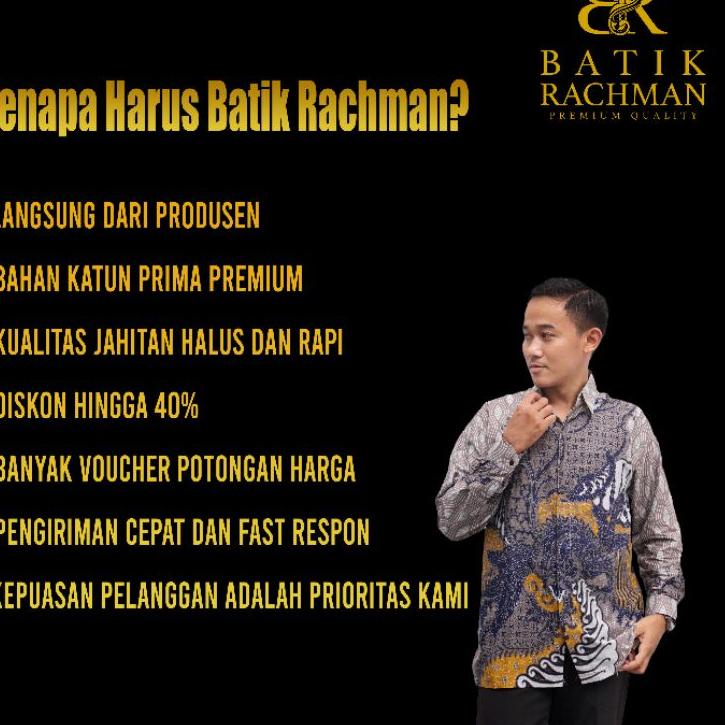 Promo Baju Atasan Kemeja Kameja Batik Pekalongan Pria Cowok Laki Laki Lengan Panjang Premium Modern 