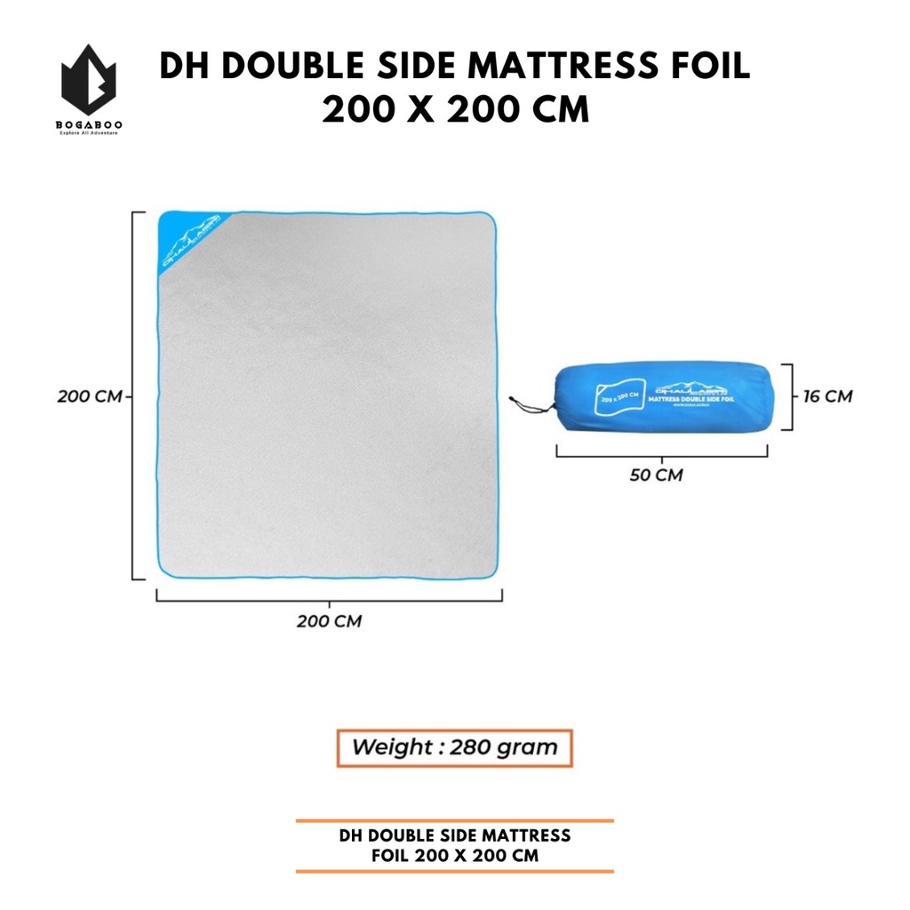 Matras Foil Double Side Dhaulagiri -Dhaulagiri Double Side Mattress Foil 200 X 200 Cm - Matras  Bolak Balik - Alas Untuk Tenda Hiking