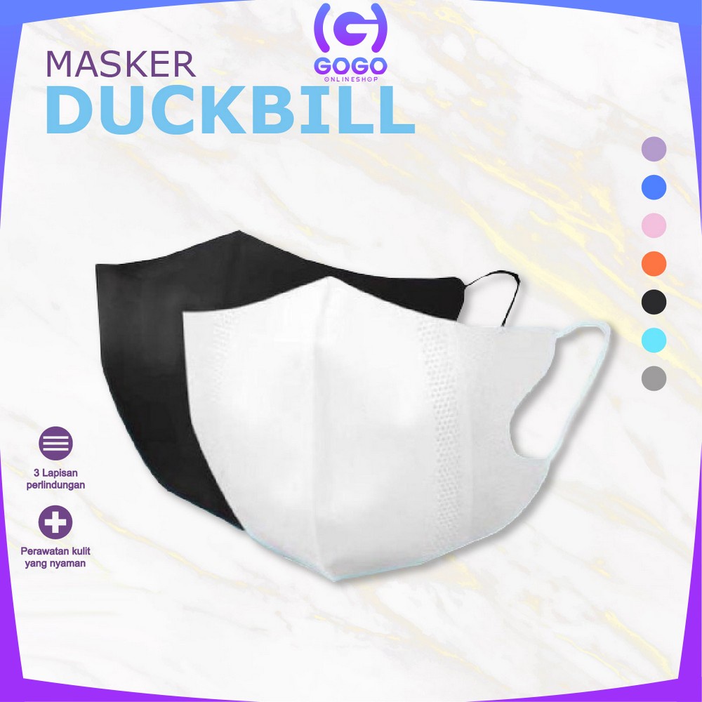 GOGO-C278 Masker Duckbil Warna Isi 50Pcs Masker Earloop 3 Ply Masker Duckbill Dewasa Protective Mask