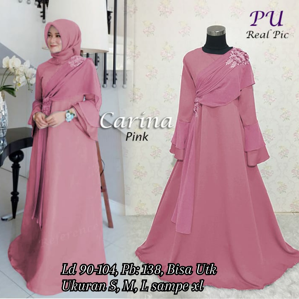 LD 90-104 GAMIS SYARI BRUKAT CARINA / GAMIS SYARI BROKAT / BAJU PESTA BROKAT XL