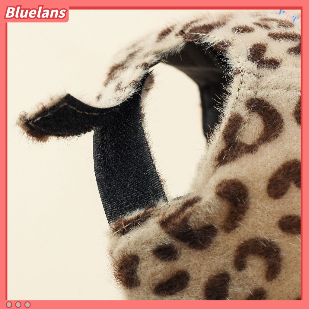 Bluelans Topi Baseball Bahan Plush Motif Print Leopard Untuk Musim Dingin