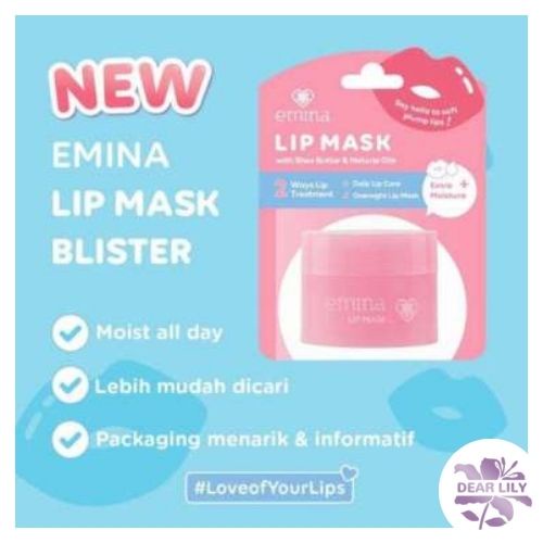 Emina Lip Mask 9 g Masker Perawatan Bibir Lembab Rumah Cantik 354 Pelembab Bibir Pecah Kering