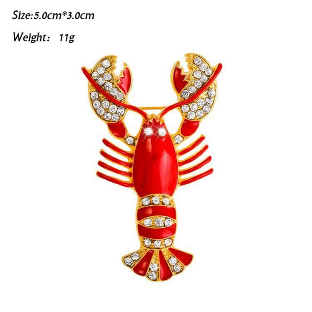 Needway Wanita Bros Hadiah Elegan Vintage Capung Lobster Kerah Baju Pin Berlian Imitasi Burung Warna-Warni Aksesoris Pakaian