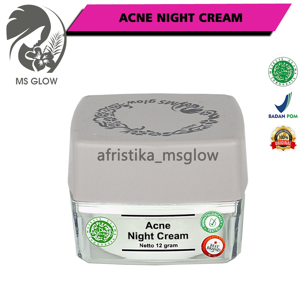 Ms Glow Night Cream Original Whitening Acne Luminous Ultimate White Cell DNA