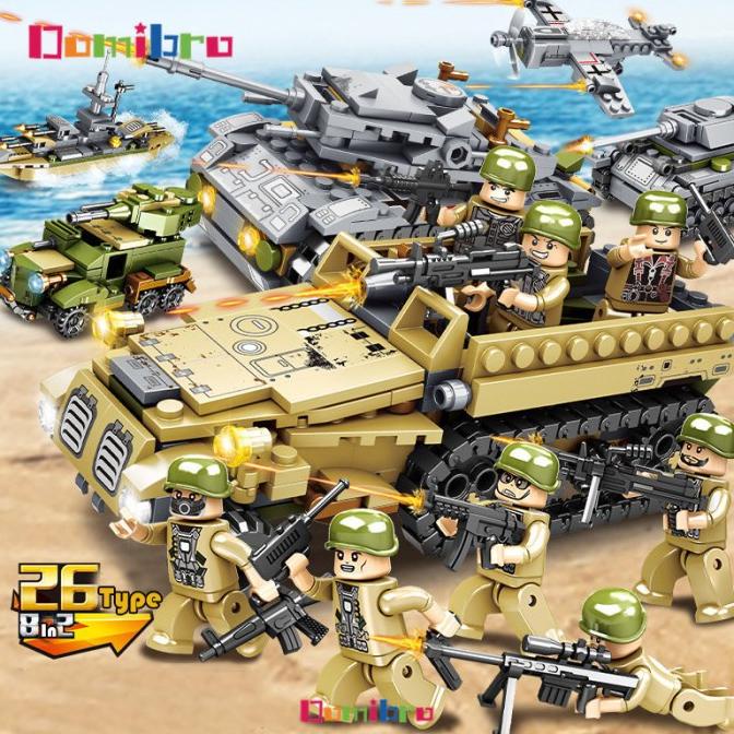 :::::::] Lego WW2 Tank Tangki 1061Pcs 8 Minifigure Mainan Lego Anak Laki Laki