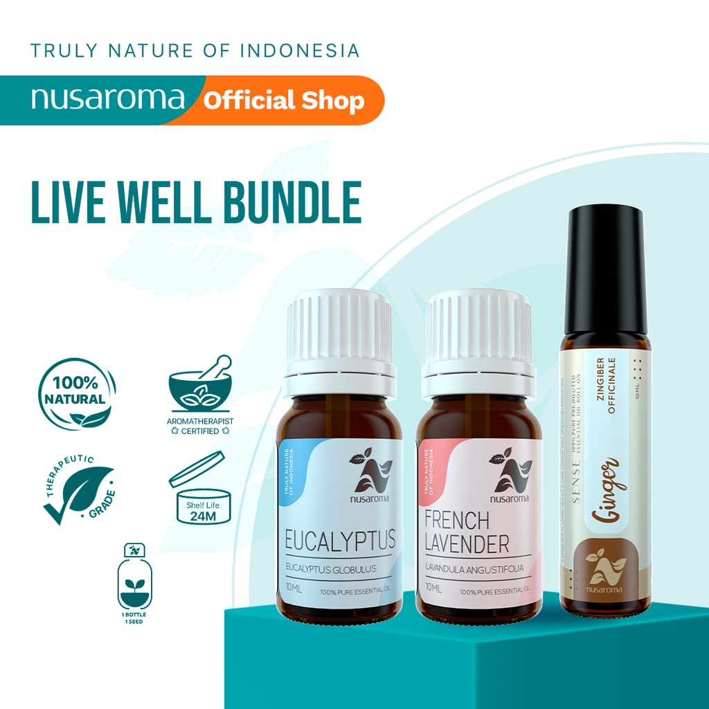 Nusaroma Live Well Bundle Essential Oil - Bundle Isi 3 Oils