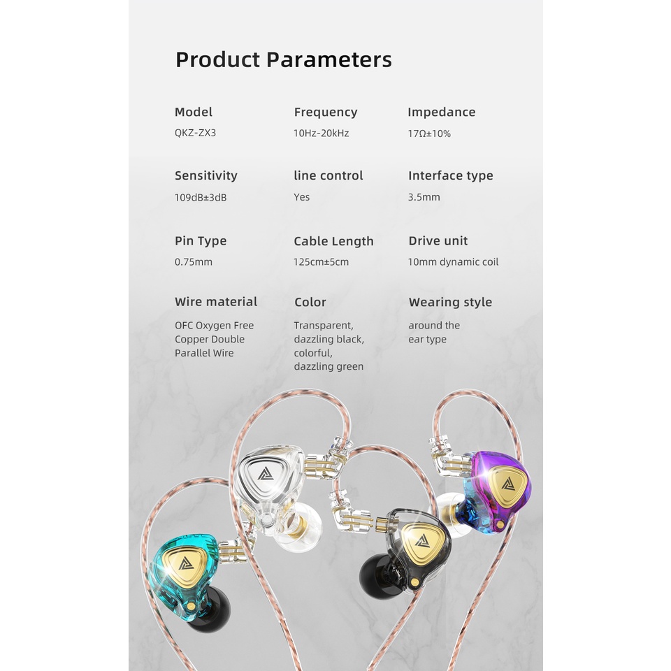 Qkz ZX3 EDS Earphone In Ear Dinamis HIFI DJ Peredam Bising Bahan Metal Untuk Olahraga ZEX ZSN EDX PRO