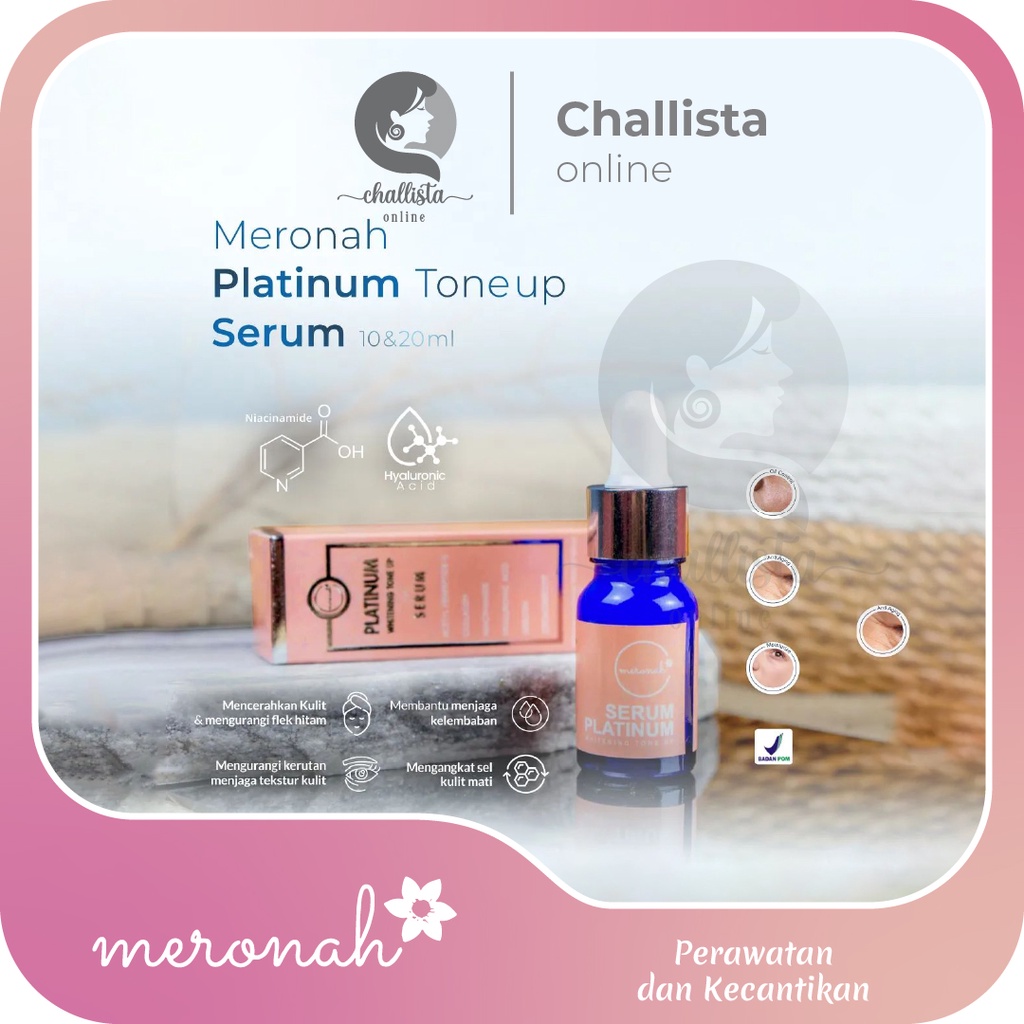 Serum Platinum Meronah whitening tone up mencerahkan wajah kusam