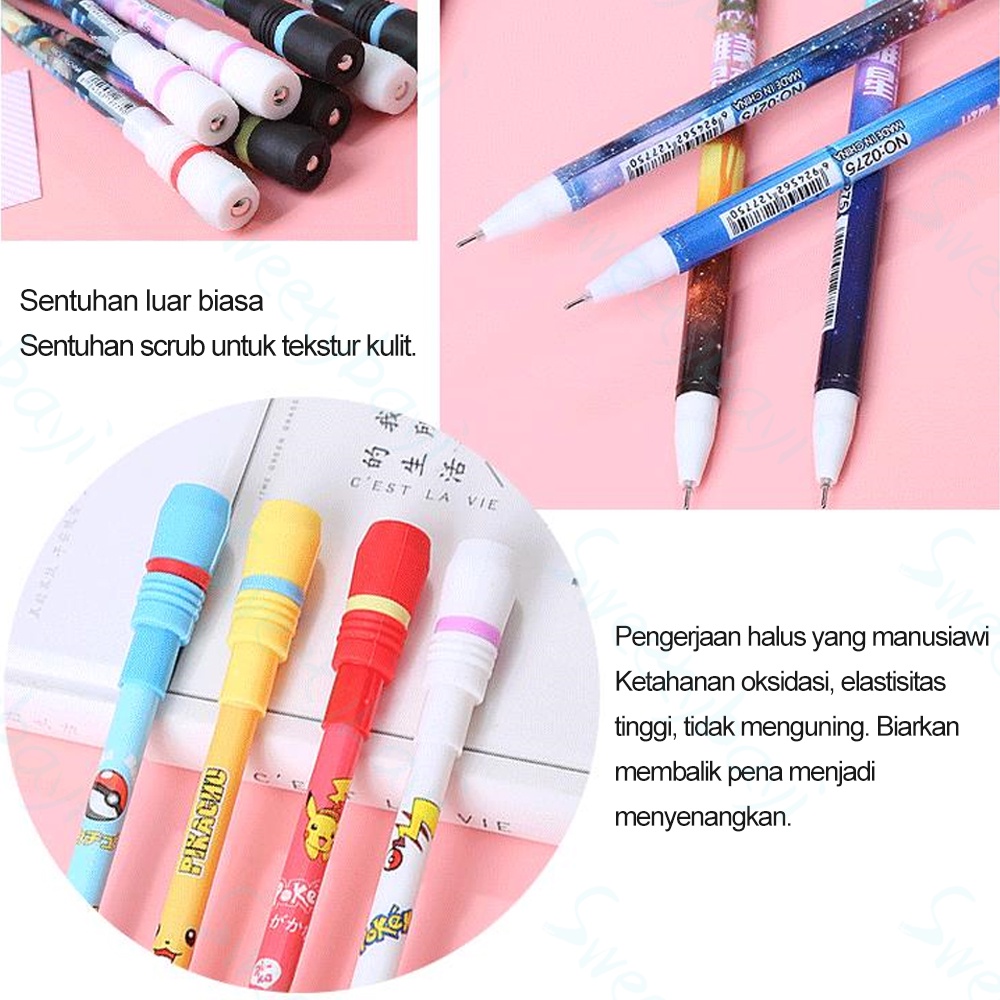 SweetyBayi Pen puter spinner toys Gel pen spining Pulpen putar spinner Bolpoin rotating anti slip anak