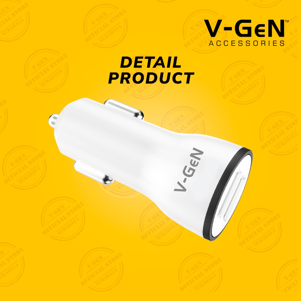 Car Charger V-GeN VCC2-25 Dual LED Port USB 2.4A Charger Mobil V-GeN