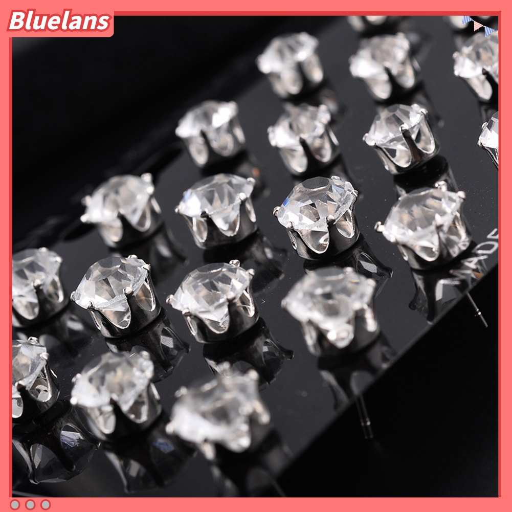 Bluelans 12/6 Pairs Classic Rose Shape Cubic Zirconia Stud Earrings Women Jewelry Set