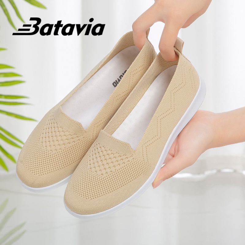 (COD)Batavia Shoes sepatu sepatu wanita sepatu flat rajut Sepatu slip-on kasual sepatu perempuan murah A161