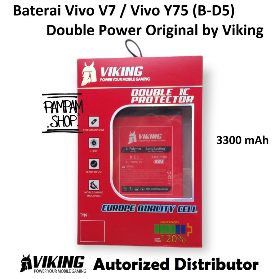 Baterai VIKING Double Power Original Vivo V7 Y75 B-D5 BD5 Batre Batrai Battery Ori HP Dual Handphone