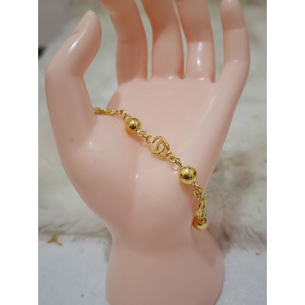 Gelang kombinasi bola halus ring lapis emas