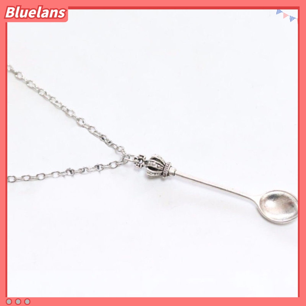 Bluelans Fashion Crown Mini Tea Spoon Alloy Pendant Chain Necklace Women Jewelry Gift