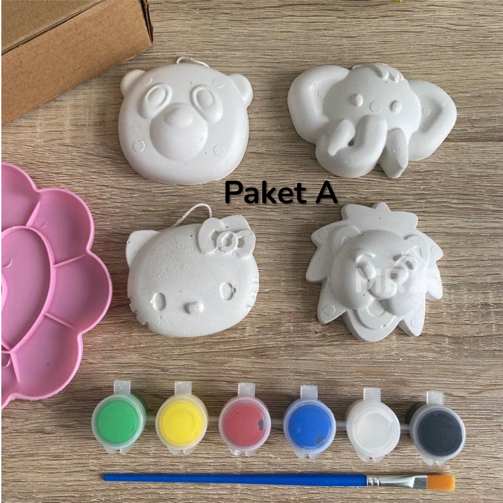 Mainan Edukasi Painting Kit Set Melukis Mainan Anak Laki Laki Perempuan Mewarnai Patung Binatang Hewan Gypsum Prakarya Seni