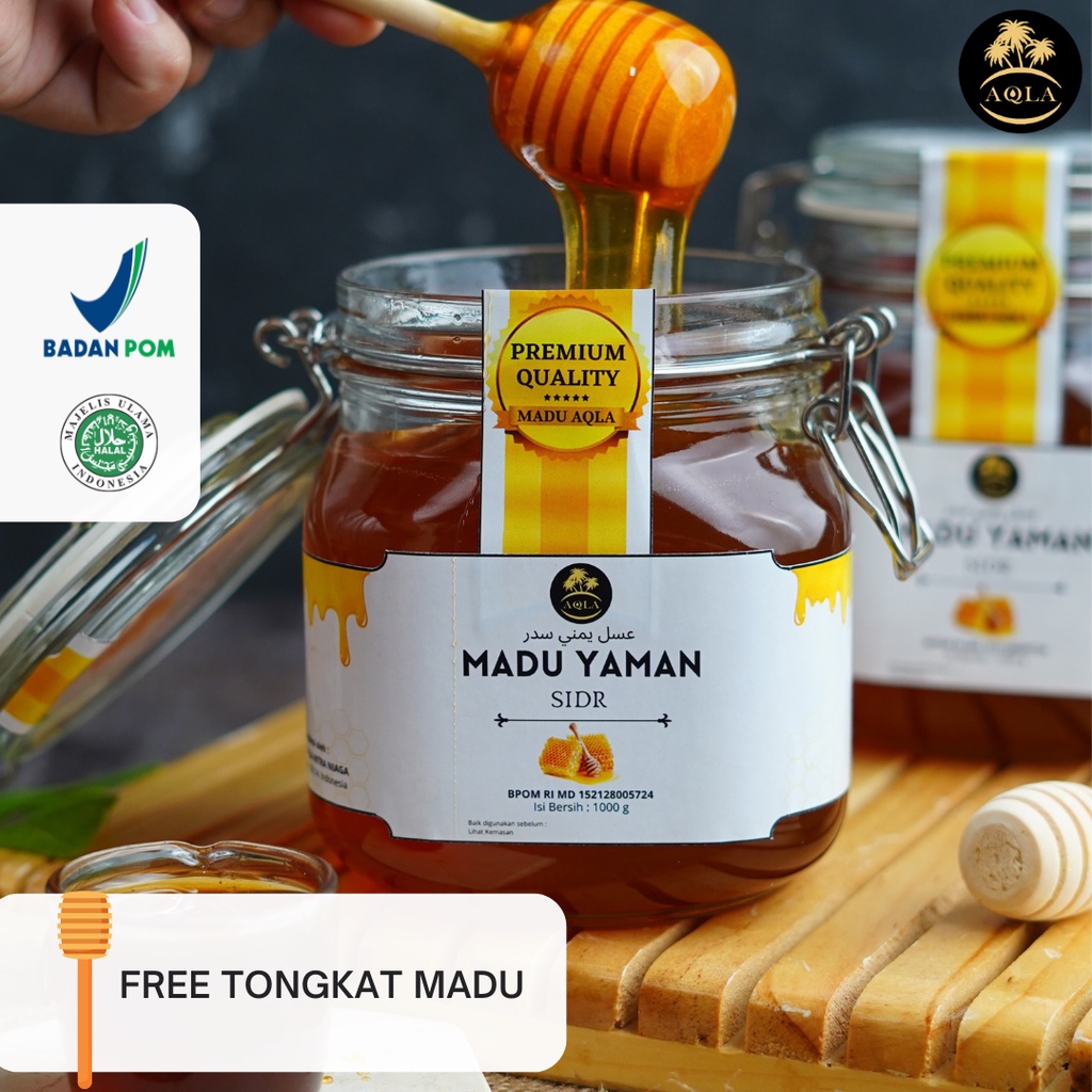 MADU YAMAN SIDR BPOM / MADU ASLI / MADU SIDR FAKHIR PREMIUM KEMASAN 1KG FREE TONGKAT MADU