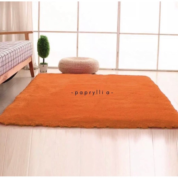 Karpet Bulu Ukuran 150x100cm Tebal 1cm + Alas Bintik Super ( Orange )(U9R4) Karpet Bulu Rasfur (POLY