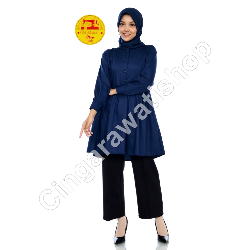 Tunik Navy Polos Baju Tunik Putih Toyobo Premium Terbaru