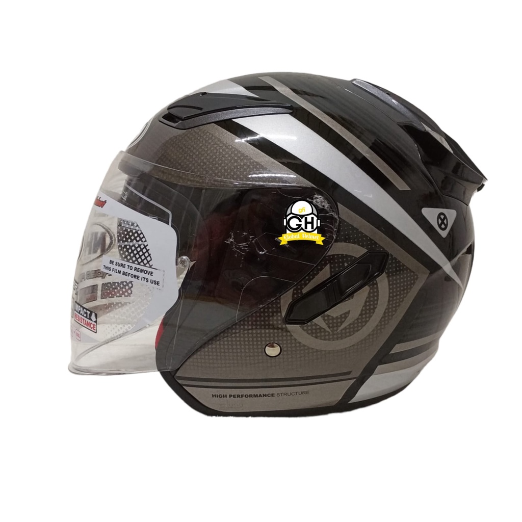 HELM NHK R1 ECTO NHK R-1 BLACK SILVER DOUBLE VISOR ORIGINAL NHK