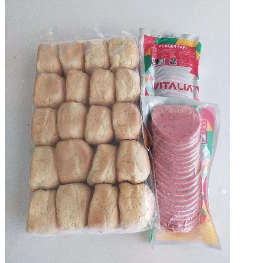 

11.11 Promo Brand paket roti Mini burger isi 20 + Ham Vitalia isi 20 gas !!