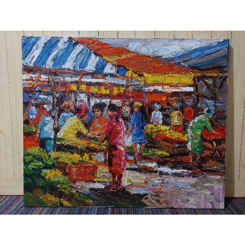 Lukisan Pasar Umum Karya Nanang Lugonto Sertifikat