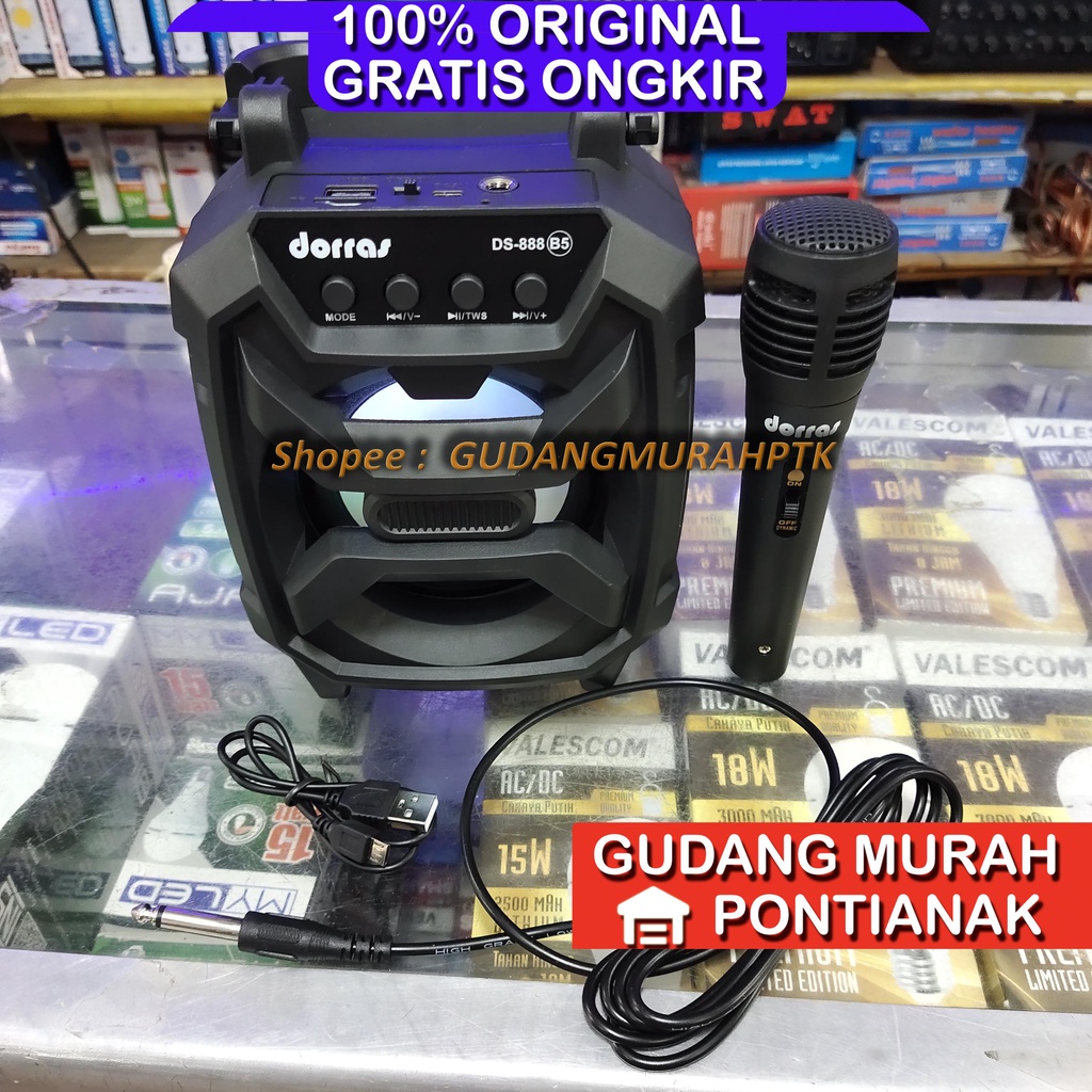 Speaker portabel bluetooth Dorras wireless BONUS MIC speaker 888 B5 bisa bawa bawa Suara Nyaring dan Kuat