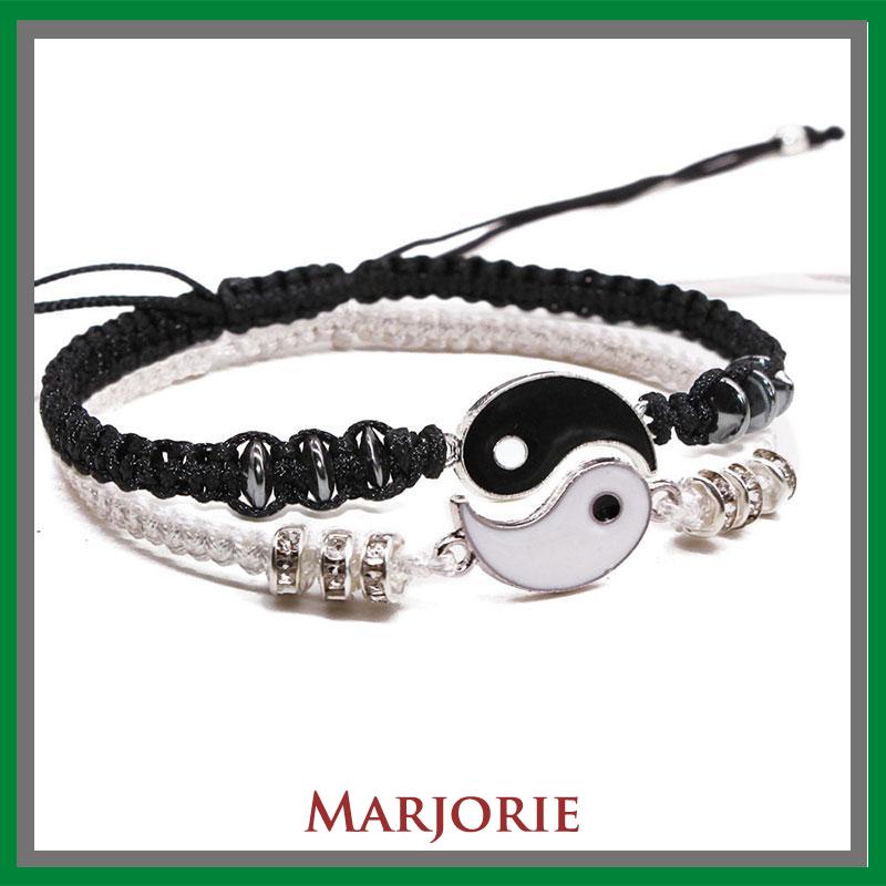 2pcs Gelang Magnet Couple Pasangan Bintang Heksagonal Yin Yang Tai Chi Dapat Disesuaikan Secara Manual /Couple Magnetic Attract Braided Gelang Aksesori-MJD