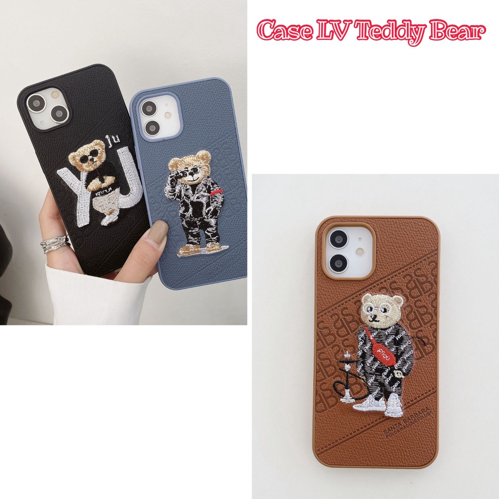 Case LV Teddy Bear Timbul Iphone X XS XR XS MAX XSMAX 11 12 13 Pro Max Casefity Fasion LV Motif Bone
