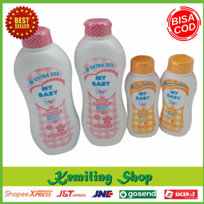 BEDAK MY BABY POWDER 50 Gr / 100 Gr / 150 Gr Pink|Biru|Kuning FREE KARDUS dan BUBBLE WARP