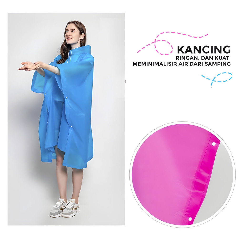 Jas Hujan Wanita Ponco Fashionable Korea Bahan EVA Tebal Anti Bocor -1060