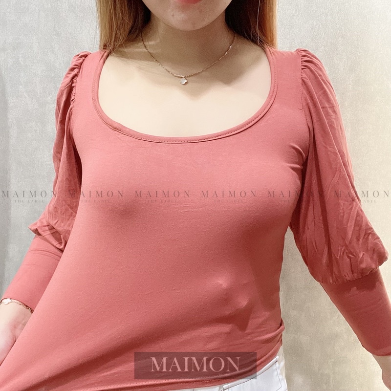 Hae Puff Long Sleeve Squareneck Blouse | Atasan Wanita Korean Fashion | Maimon Grosir