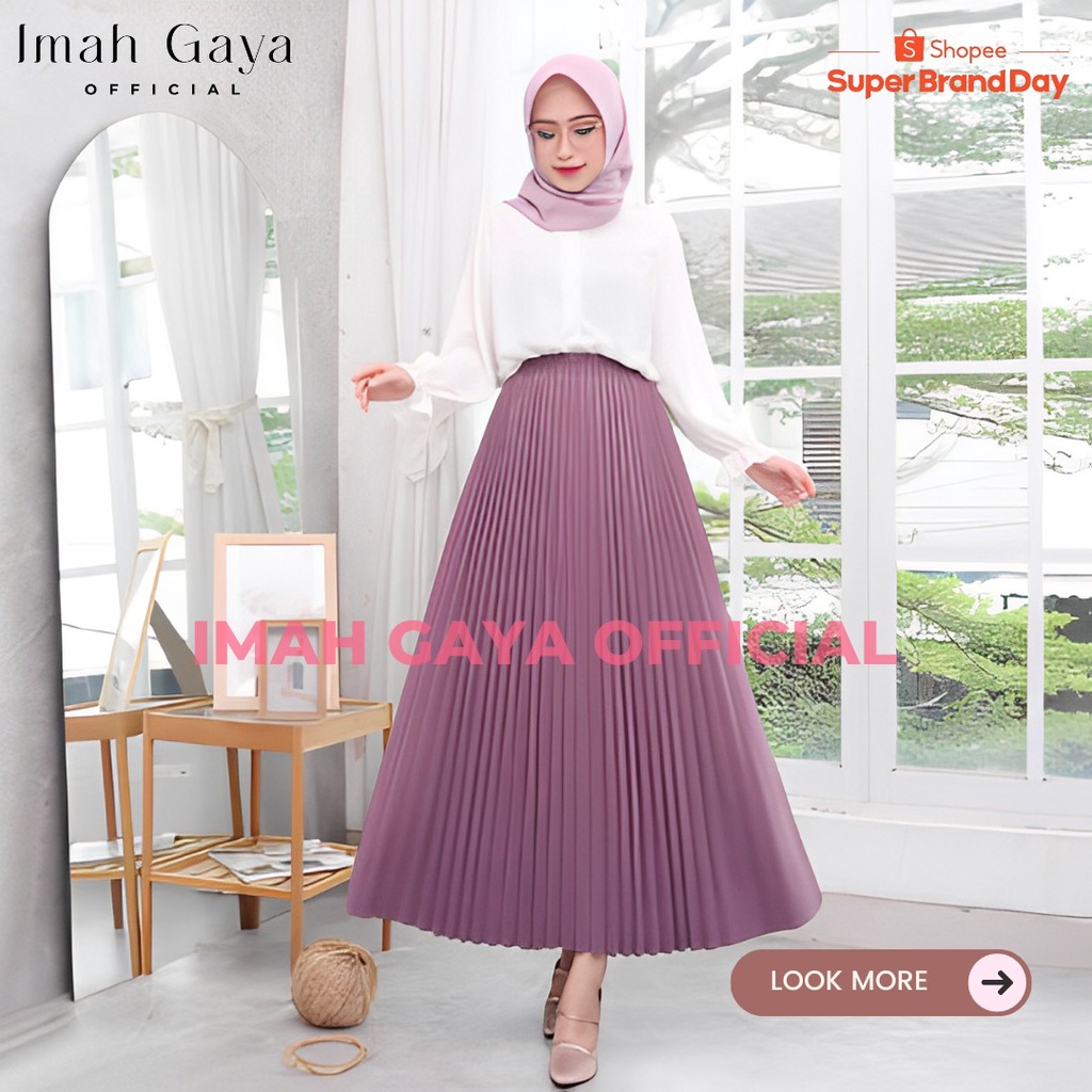 Rok Plisket Hyget Wanita Dewasa Standar Polos Rempel Hyget Super