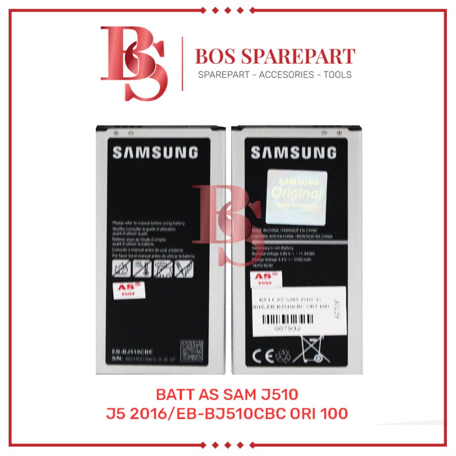 BATTERY AS SAMSUNG J510 / J5 2016 / EB-BJ510CBC ORI 100 / BATERAI / BATRE