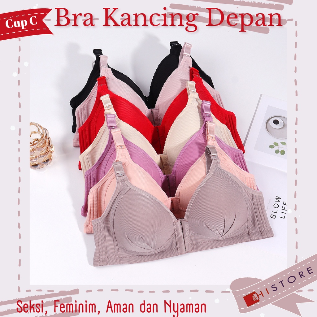 [HI] Bra Wanita Seamless Push Up Gesper Depan Kancing Depan Busa Tipis Tanpa Kawat Elegan 389