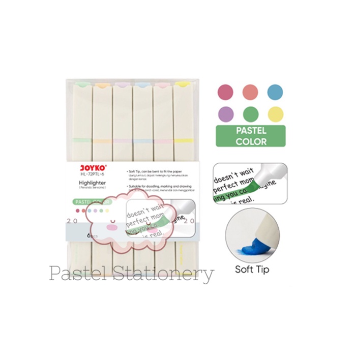 

Highlighter Set Joyko HL-72PTL-6 - Penanda Berwarna Joyko Pastel Color