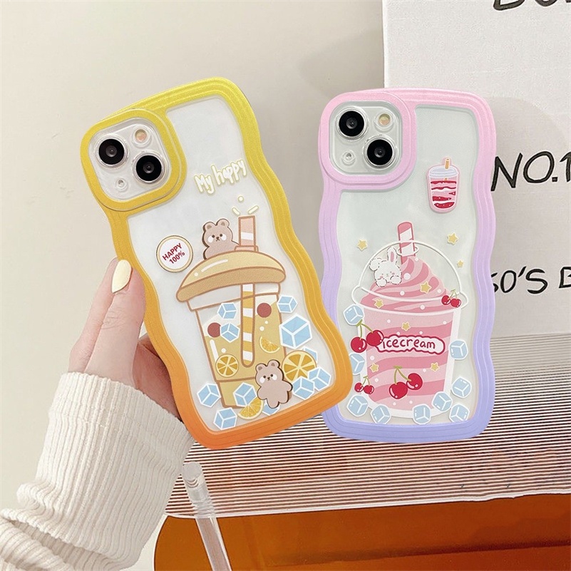 Soft Case TPU Motif Kartun Es Krim Untuk iPhone 14 13 12 11 Pro Max X Xr Xs Max 8 7 6 6s Plus