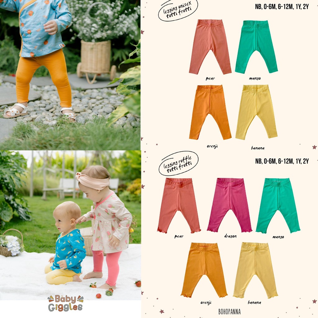 Bohopanna - Legging Unisex &amp; Legging Ruffle Tutti Frutti / Legging Bayi dan Anak