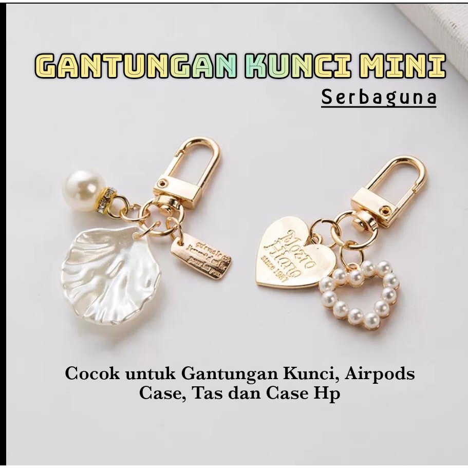 AZ GANTUNGAN CASE HP / GANTUNGAN KUNCI KOREAN STYLE SET GOLD PEARL