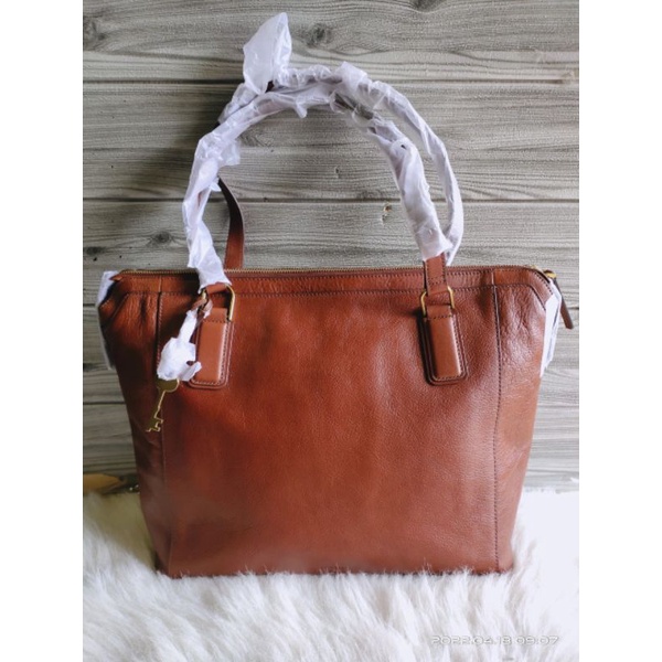 tasfossil jacqueline tote zip brown m