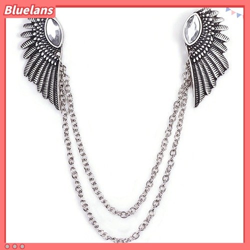 Bluelans Retro Collar Clip Punk Chain Tassel Blouse Shirt Angel Wing Tips Pin Brooch