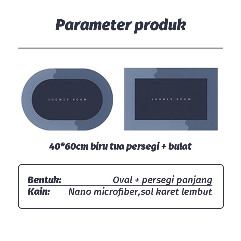 【COD】1 Set (Oval + Persegi Panjang) Keset Kamar Mandi Dapur / Keset Diatomite Oval Murah / Keset Kaki Anti Bau Nyerap Air Anti Bakteri