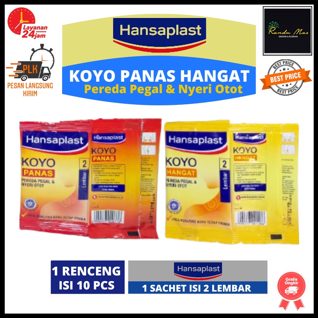 Hansaplast Koyo Sachet Hangat Dan Panas 1 Renceng Isi 10 Pcs Halal BPOM untuk Pegal Nyeri Otot