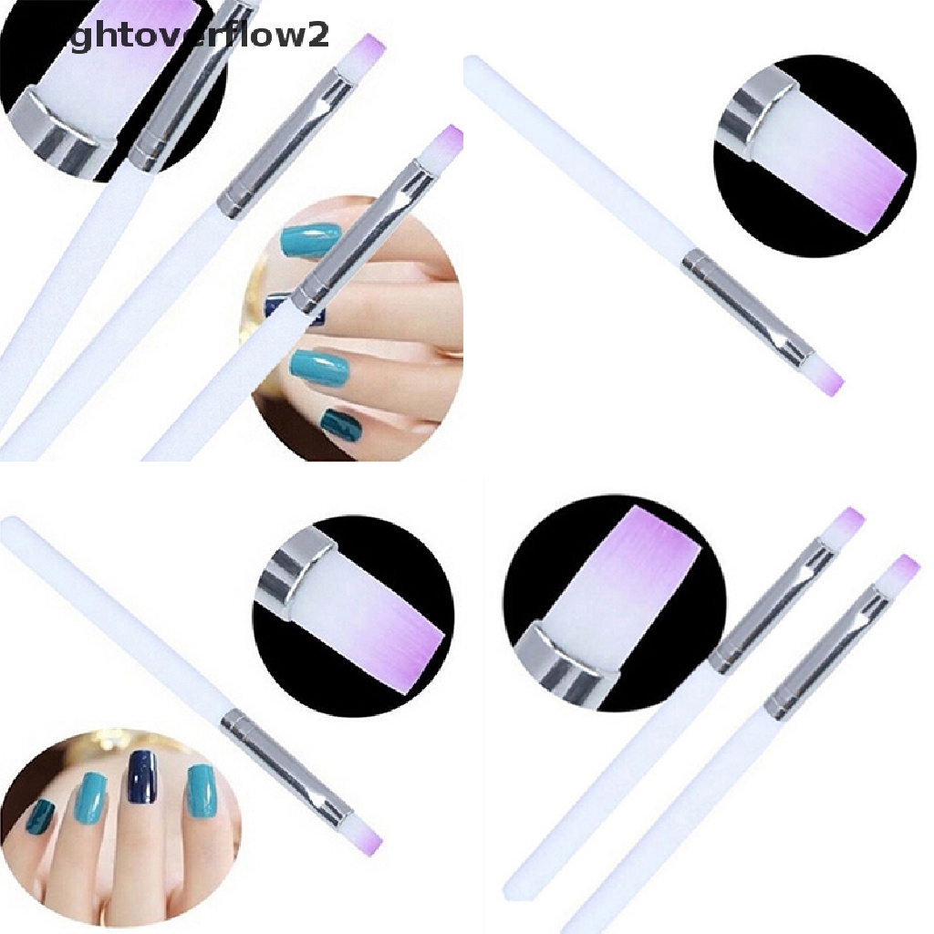 (lightoverflow2) 2pcs / Set Brush Kutek Gel UV Akrilik Untuk Nail Art / Manicure DIY